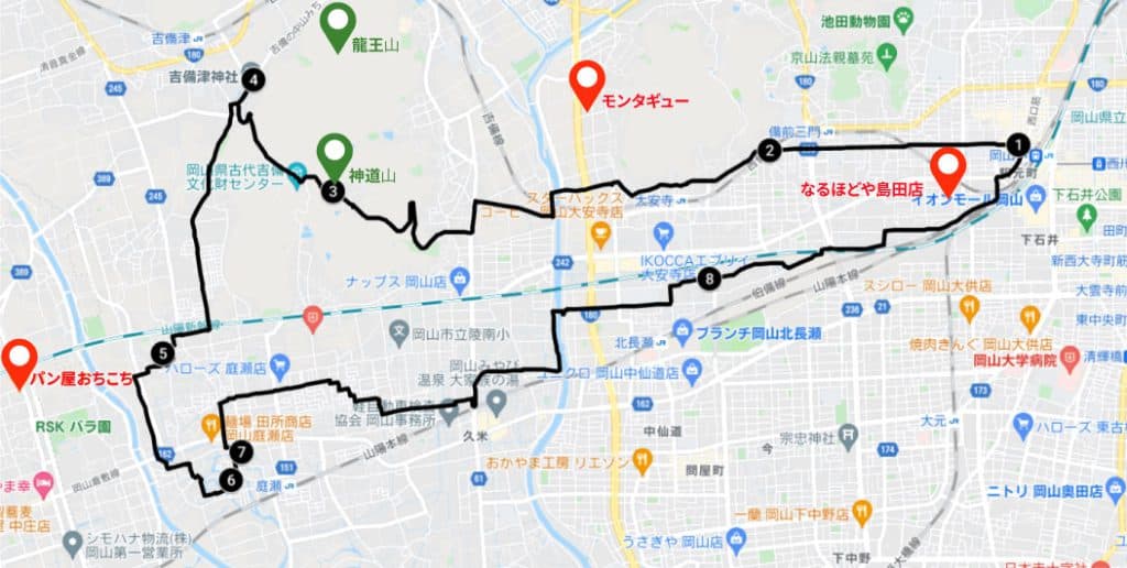 サイクリングコース吉備津神社~庭瀬城址コース